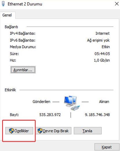 windows dns ayari 4 | Windows 10 DNS Değiştirme